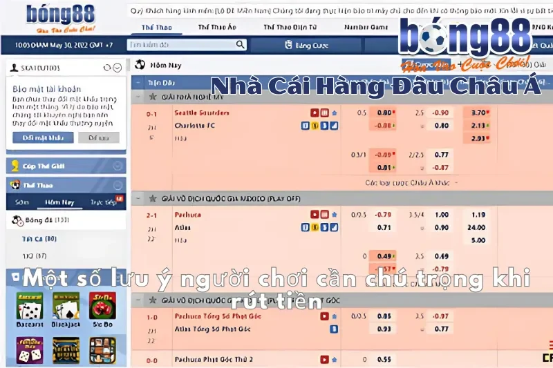 Lưu ý quan trọng khi rút tiền Bong88